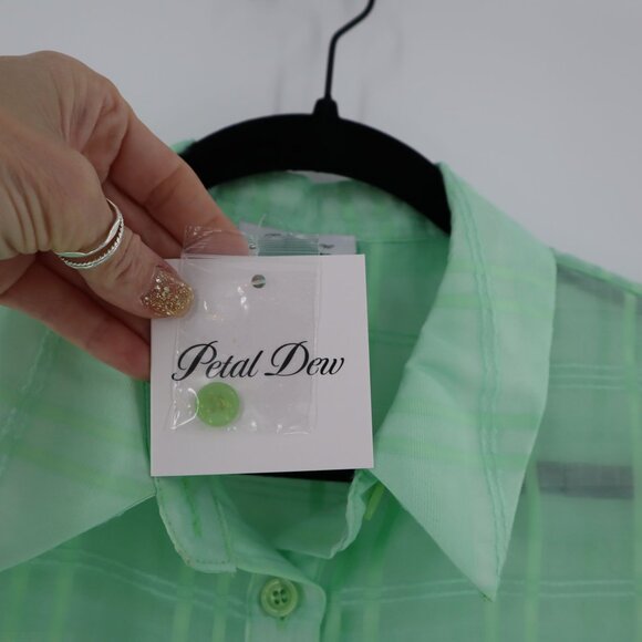 Petal Dew Sheer Plaid Shirt Women Green Coquette Twee Retro Vintage-Inspired NWT - Picture 7 of 9